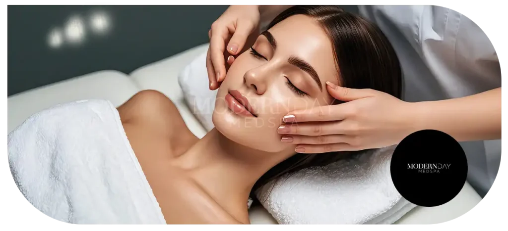 Woman receiving Opus Plasma anti-aging treatment at a med spa
