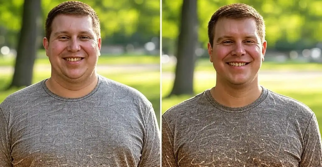 Subtle physical transformation showing gradual weight loss and improved fitness through personalized med spa weight loss programs.