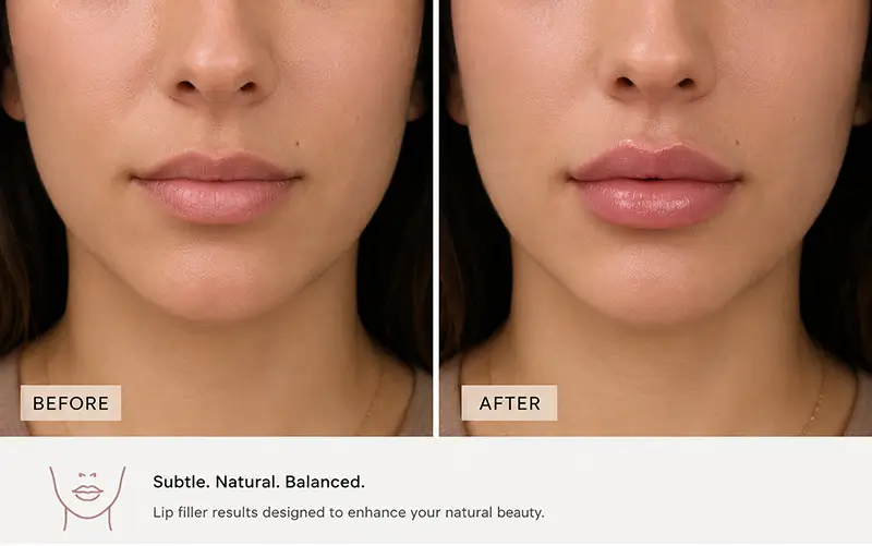Before and after natural-looking lip augmentation results at Modern Day Med Spa in Franklin Park IL — lip fillers chicago west suburbs