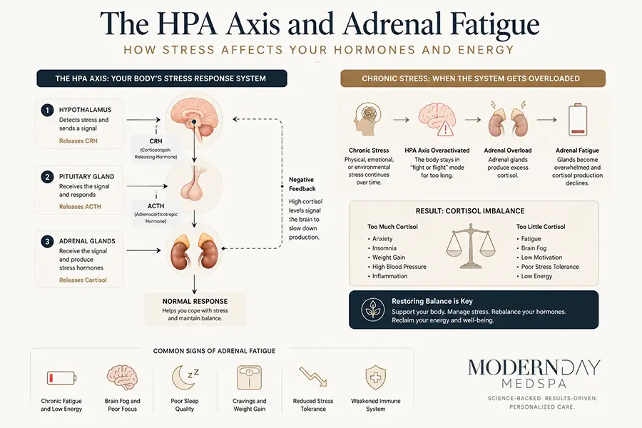 adrenal fatigue cortisol imbalance HPA axis diagram stress response