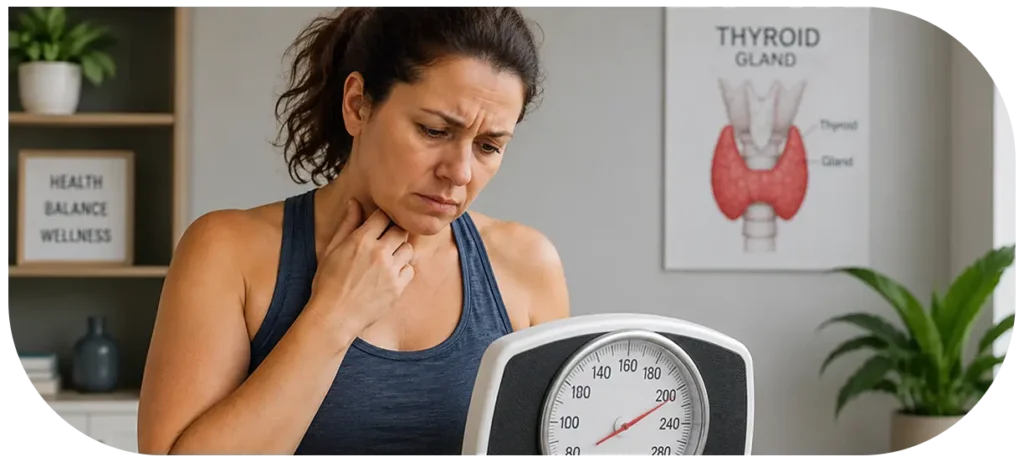 thyroid weight loss frustrated woman scale hypothyroidism