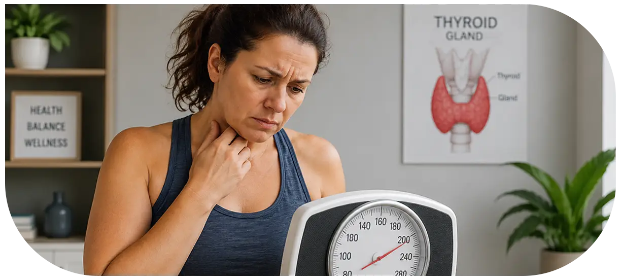 thyroid weight loss frustrated woman scale hypothyroidism
