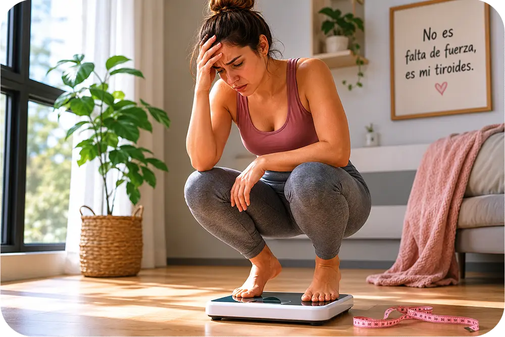thyroid weight loss struggle frustrated woman on scale hypothyroidism