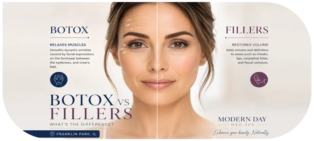 otox vs fillers difference Franklin Park IL Modern Day Med Spa