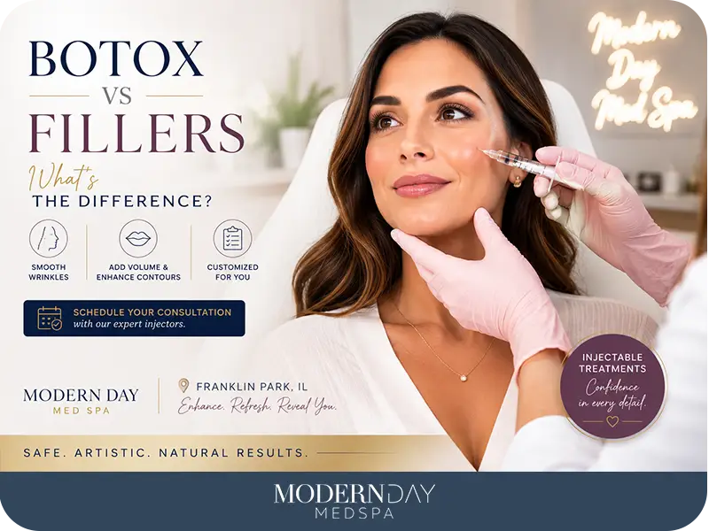Botox vs fillers difference consultation injector Modern Day Med Spa Franklin Park IL