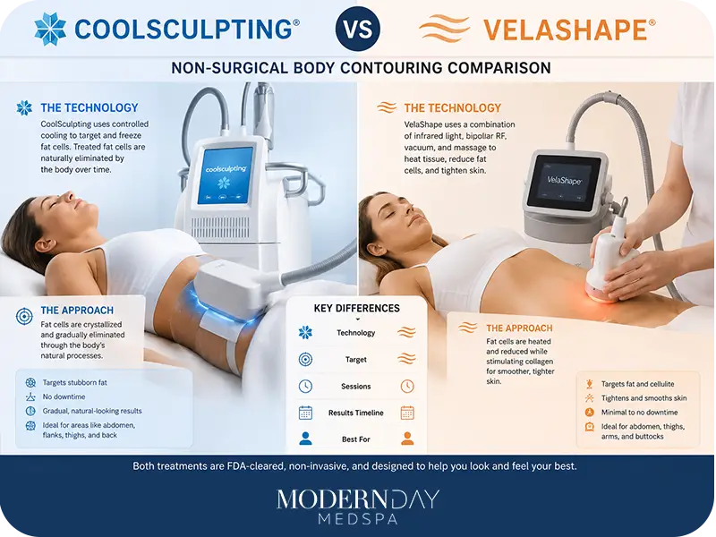 CoolSculpting vs VelaShape body contouring comparison technology