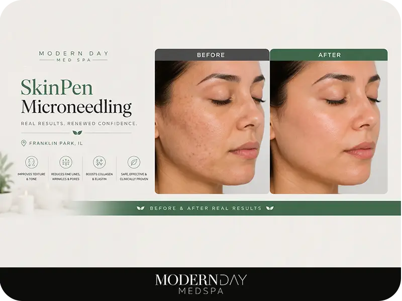 SkinPen microneedling before after results Modern Day Med Spa Franklin Park IL