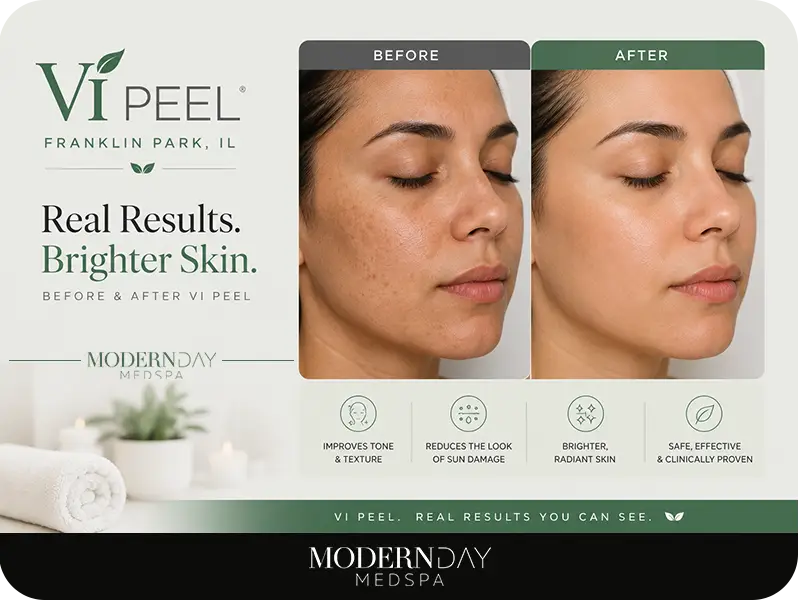 VI Peel Franklin Park IL before after results brighter skin Modern Day Med Spa
