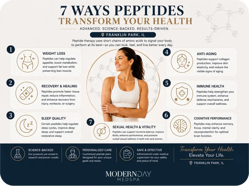 peptide therapy in Franklin Park IL 7 benefits health transformation infographic
