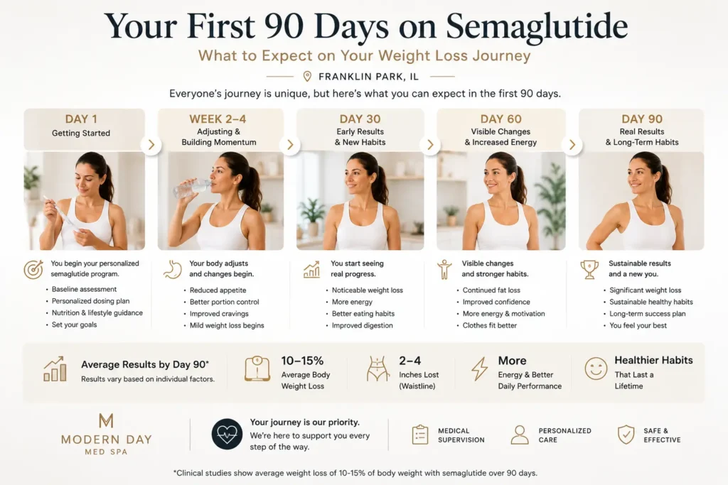 semaglutide weight loss Franklin Park IL 90 day results timeline progress
