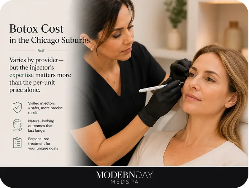 Botox cost in the Chicago suburbs expert injector Modern Day Med Spa Franklin Park IL