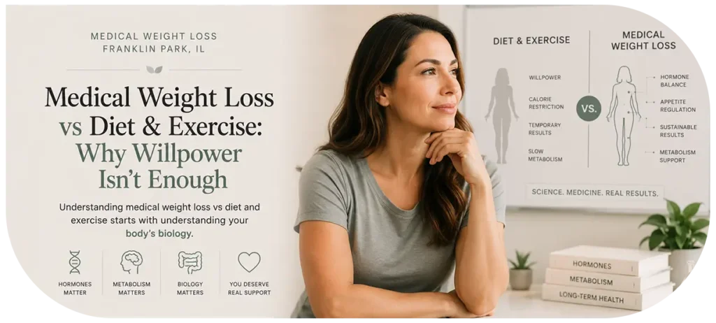 medical weight loss vs diet exercise biology Modern Day Med Spa Franklin Park IL