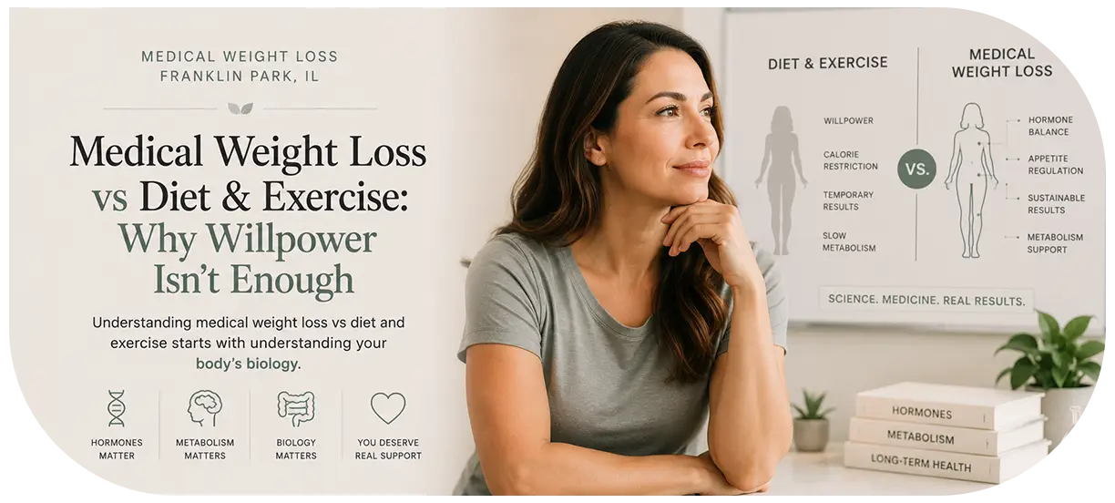 medical weight loss vs diet exercise biology Modern Day Med Spa Franklin Park IL