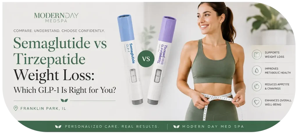 semaglutide vs tirzepatide weight loss Franklin Park IL Modern Day Med Spa
