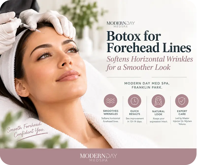 Botox for forehead lines smooth forehead Modern Day Med Spa Franklin Park