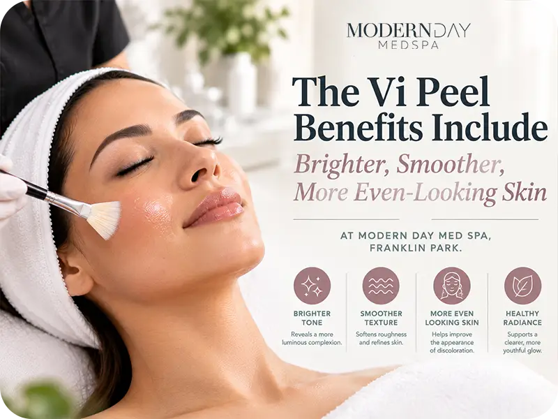 Vi Peel benefits bright smooth skin Modern Day Med Spa Franklin Park