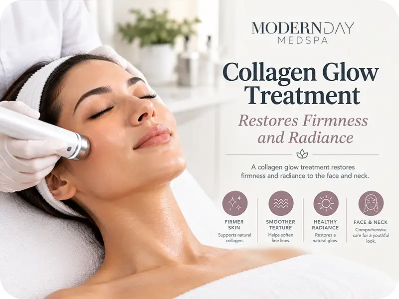 collagen glow treatment for firmer, radiant skin on the face and neck Modern Day Med Spa Franklin Park IL