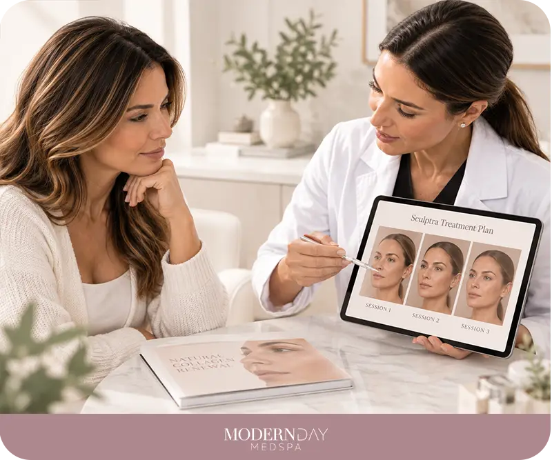 how many Sculptra sessions treatment plan Modern Day Med Spa Franklin Park